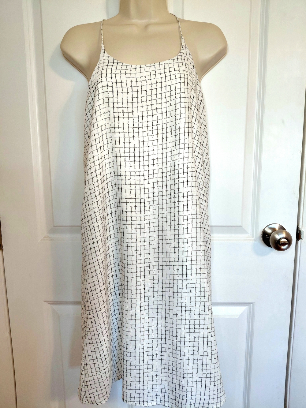 90's CBK Style Truth White & Black Grid Print Sexy Mini Slip Dress. Like New. Sm